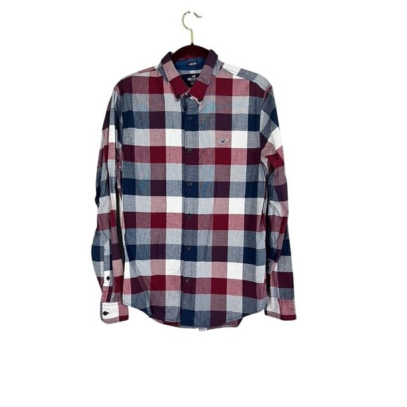 Hollister Plaid Shirt L Red Preppy Classic Festive Holiday Retro Grunge Y2K 90s - Picture 1 of 10